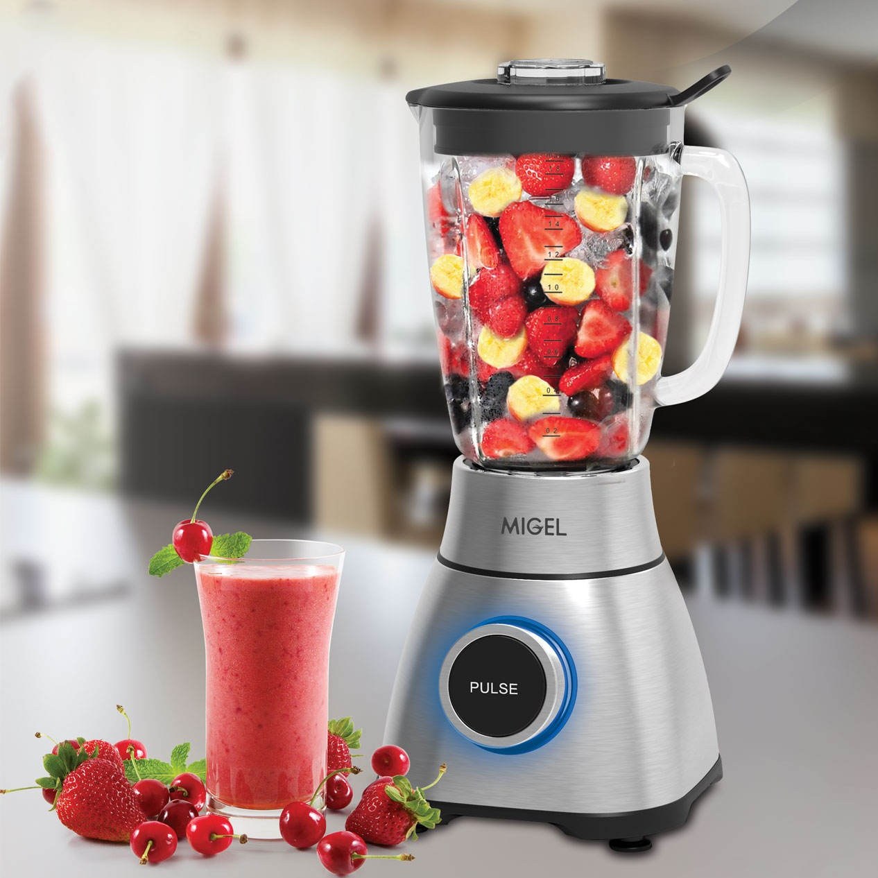 مخلوط کن میگل مدل GBL1200 ظرفیت ۱.۸ لیتر شیشه ای ۱۰ سرعته