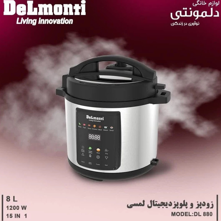 زودپز و پلوپز دلمونتی مدل DL880 ظرفیت ۸ لیتر چند کاره