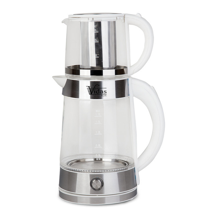 چای ساز ویداس مدل VIR-2079 ظرفیت ۲ لیتر با کتری شیشهای